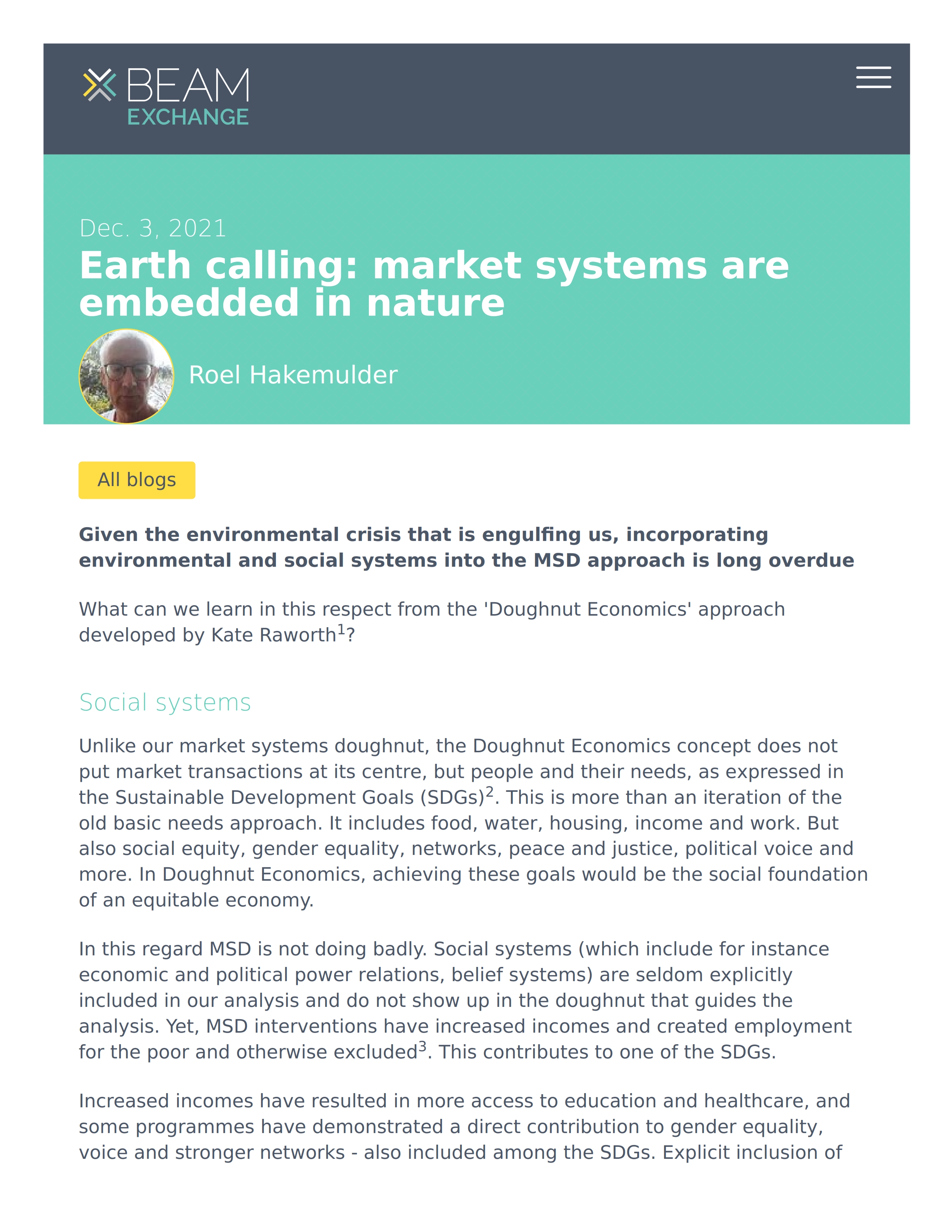 Earth calling: market systems are embedded in nature