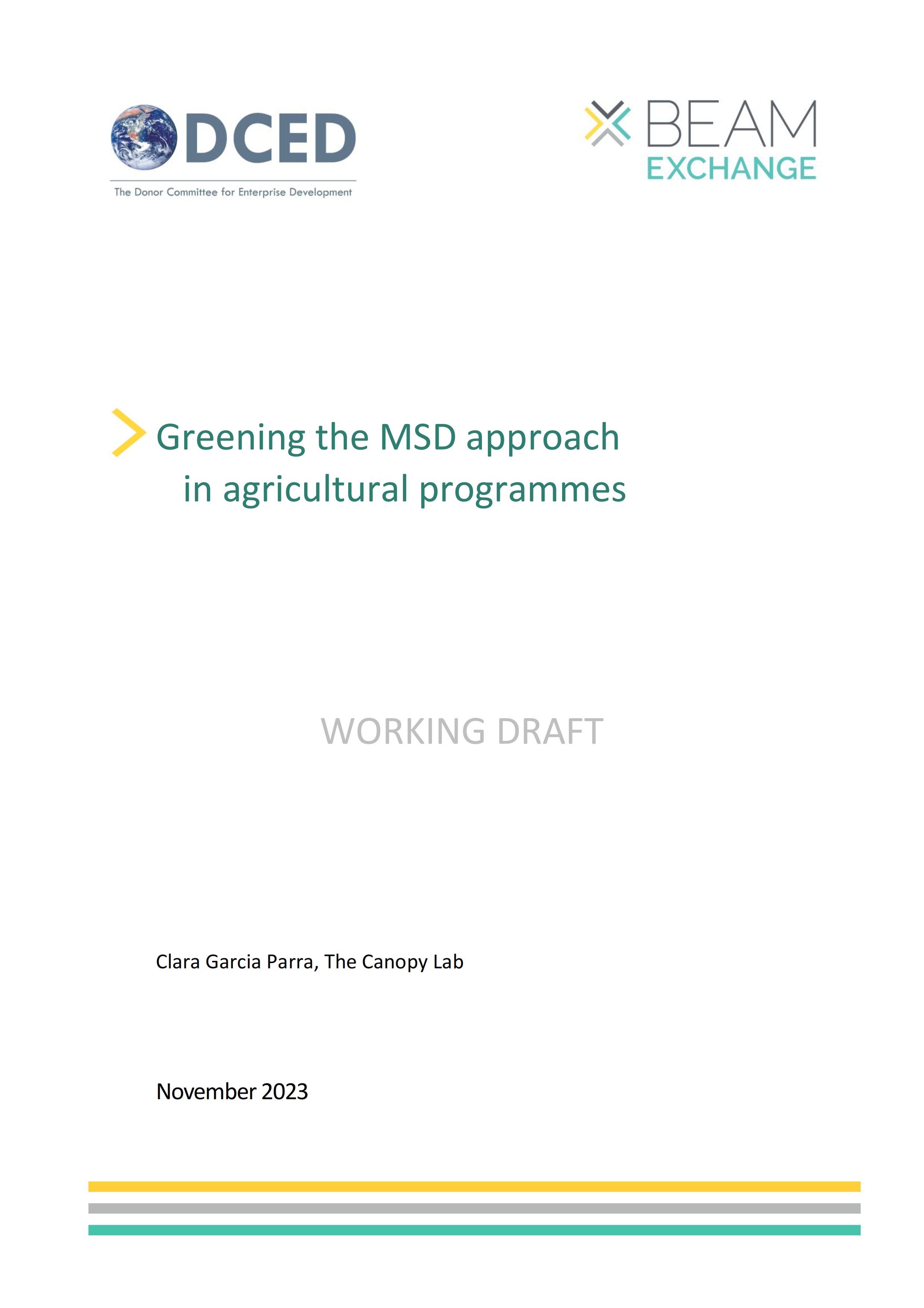 Greening the MSD approach in agricultural programmes