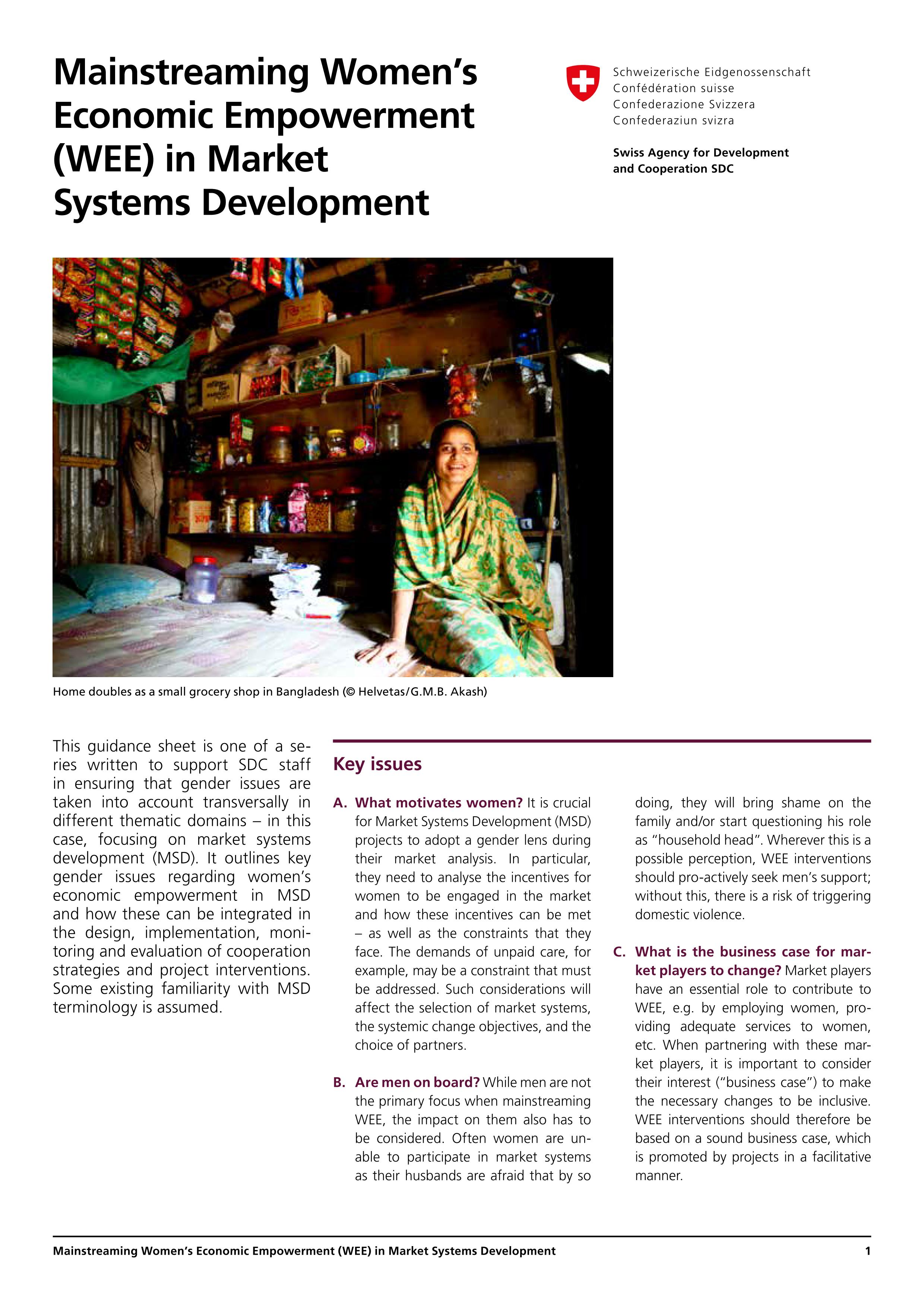 Mainstreaming WEE in Market Systems Development