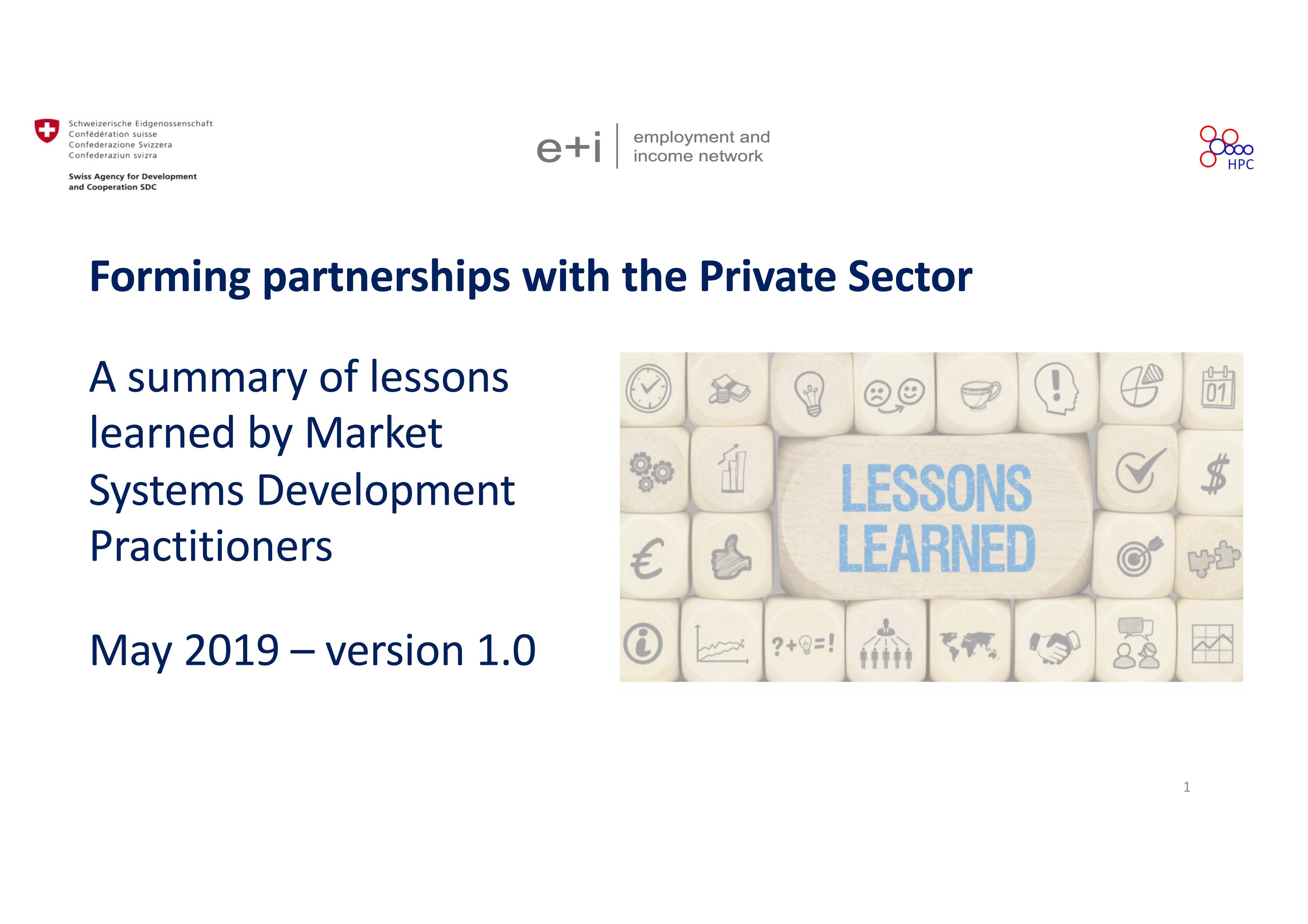 Forming partnerships with the Private Sector May 2019