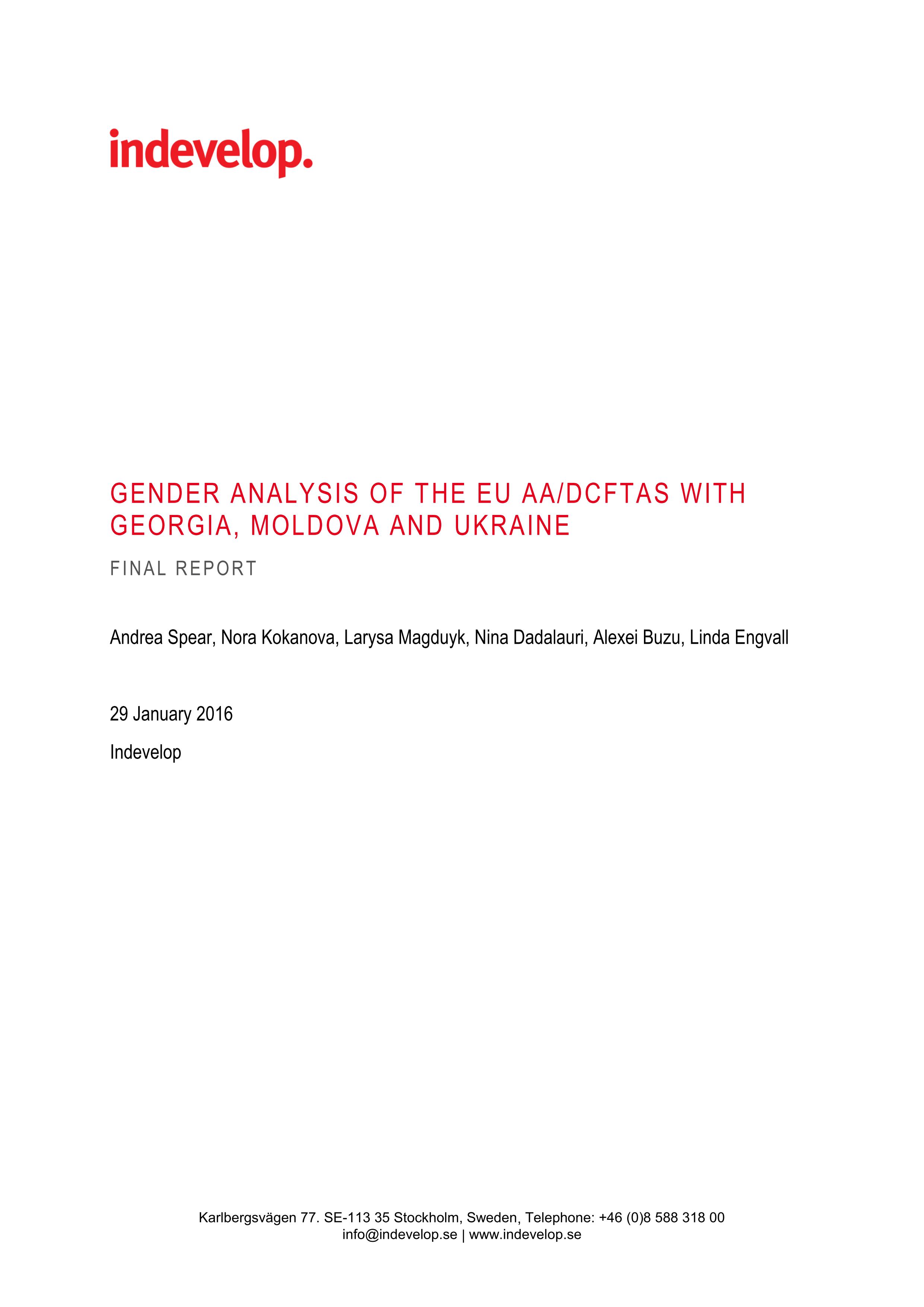 Final Report: Gender Analysis of the EU AA/DCFTAs with Georgia, Moldova and Ukraine