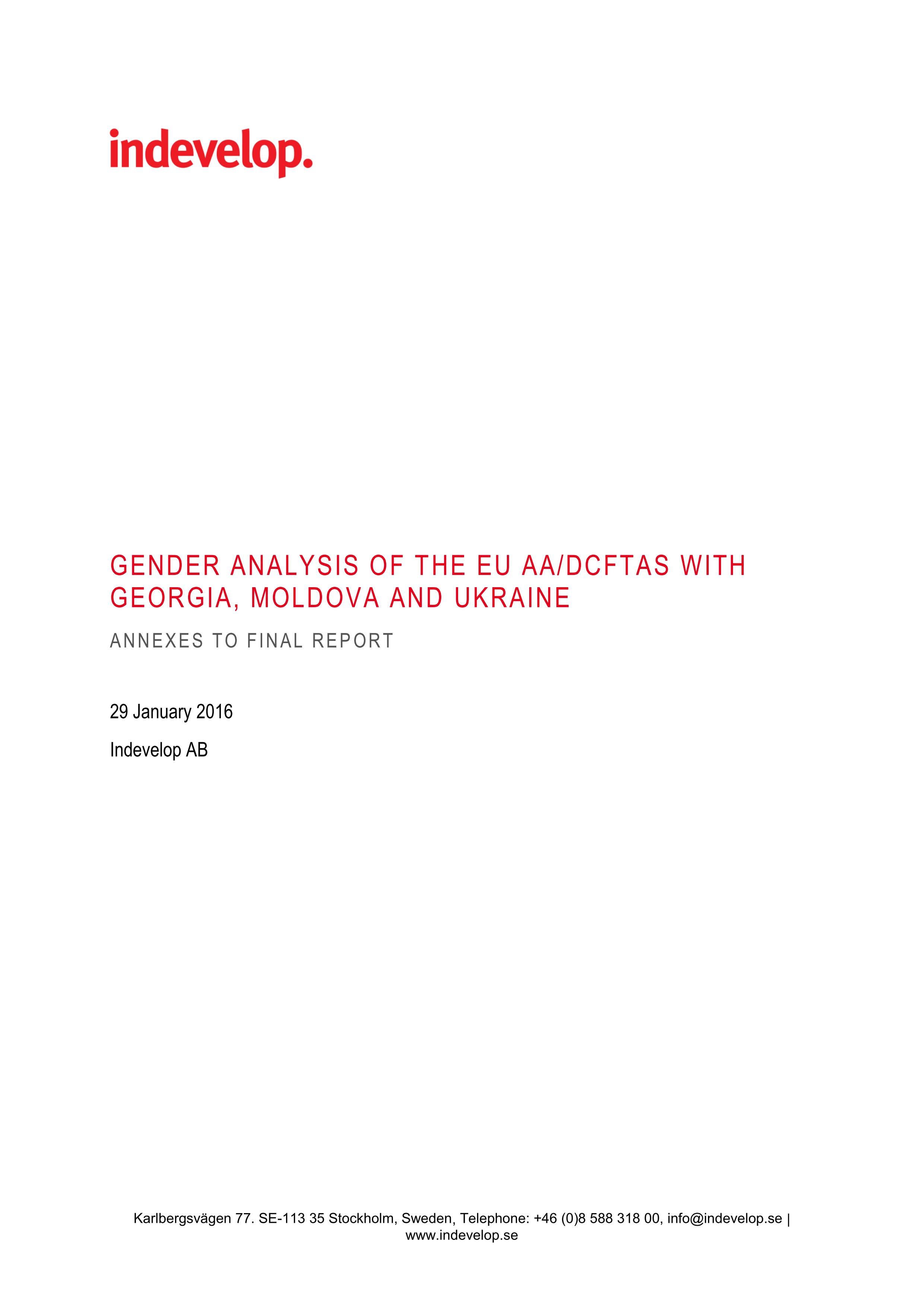 Gender Analysis of the EU AA/DCFTAs with Georgia, Moldova and Ukraine